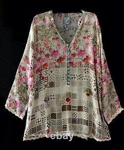 Johnny Was Jance Printed Multi Color Floral Tunic XXL Top Blouse 260 Nwt