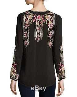 Johnny Was M Fabio Long Sleeve Tunic Top Blouse Beautiful Embroidered Georgette