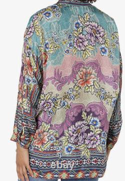 Johnny Was Multi Button Down Silk Blouse Tunic Top NWT Fall Collection XL