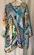 Johnny Was Multicolor Silk Tunic Top Long Sleeve V-neck Floral Boho 2x Plus Size
