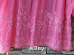 Johnny Was Pink Rayon Long Sleeves Embroidered Tunic Top Plus Size 1X Beautiful