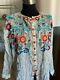 Johnny Was Rayon Embroidered Blouse Top Size Small
