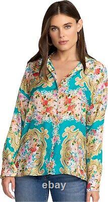 Johnny Was Women Top Size XL Multicolor Blouse Long Sleeve Collared. NWT