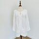 Johnny Was Womens Tunic Top Blouse Embroidered White Rayon Long Sleeve Size Xs