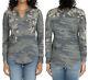 Johnny Was Xs Thermal Long Sleeve Top Camo Floral Fleurie V-neck Cotton Shirt