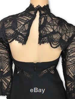 Jonathan Simkhai Black Lace Sleeve Top Blouse New Long Sleeve High Neck $695
