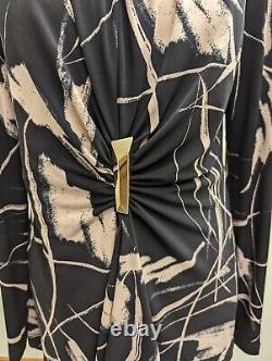 Joseph Ribkoff Top Black Beige Print Blouse Size 10 Formal Long Sleeve BNWT £210