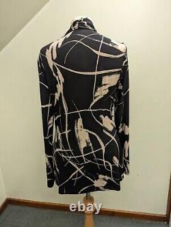 Joseph Ribkoff Top Black Beige Print Blouse Size 10 Formal Long Sleeve BNWT £210