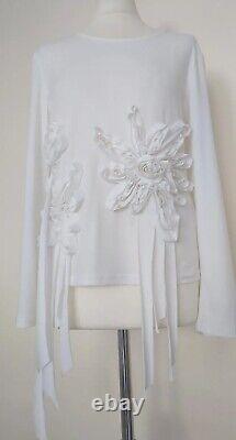 Joseph Ribkoff White Flower Applique Stretch Long Sleeve Top 12 uk 40 Eur