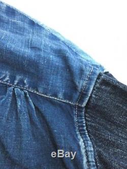 KAPITAL Tops Shirt Patchwork Cut off Long-sleeved Indigo Hemp Cotton 3 Men's
