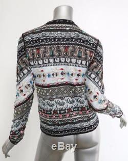 KENZO Womens Multi-Color JEWELED Print Long-Sleeve Crewneck Sweater Top S