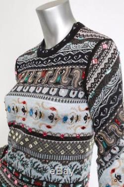 KENZO Womens Multi-Color JEWELED Print Long-Sleeve Crewneck Sweater Top S