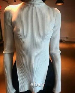 KHAITE Jacques Italian Viscose Mock Neck Long Sleeve Sweater Top in White size S