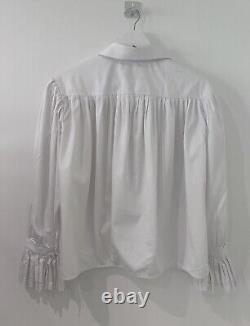 KHAITE Vanina Cotton Poplin Pleat Cuff White Shirt Blouse Top Small RRP £580