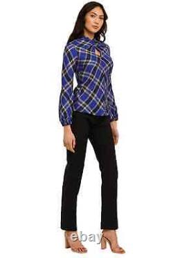 Kate Sylvester Emily Long Sleeve Check Top Size AU 8
