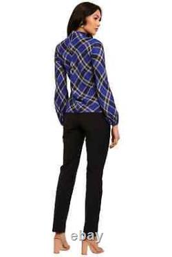 Kate Sylvester Emily Long Sleeve Check Top Size AU 8