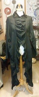 Kedem Sasson Black Linen Abstract Long Top With long Sleevs