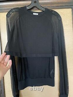 Kenzo Black long sleeve crewneck top with crop overlay size S