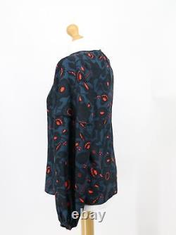 Kenzo Ladies 36 / Uk S Blue Orange Silk Flower Long Sleeve Top Rrp £350 Ad