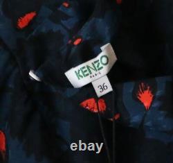 Kenzo Ladies 36 / Uk S Blue Orange Silk Flower Long Sleeve Top Rrp £350 Ad