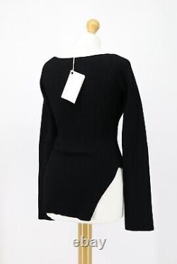 Khaite The Maddy Womens Uk 12 Black Ribbed Long Sleeve Sweatshirt Top Rrp £960 A