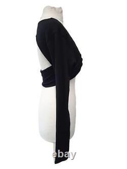 LAMA JOUNI Long Sleeve Bandeaux Top Ribbed Twist Cut Out Black L NEW RRP155