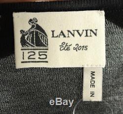 LANVIN $1,455 Ete 2015 Black Lace Boat Neck Long Sleeve Top M