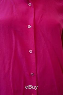 LANVIN PARIS Pink 100% Silk Collared Long Sleeve Blouse Top Sz42 UK14