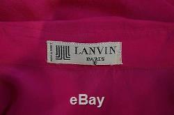 LANVIN PARIS Pink 100% Silk Collared Long Sleeve Blouse Top Sz42 UK14