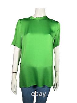 LANVIN Top FR42 UK14 Long Silky Green Short Sleeve