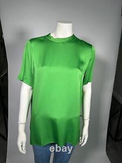 LANVIN Top FR42 UK14 Long Silky Green Short Sleeve