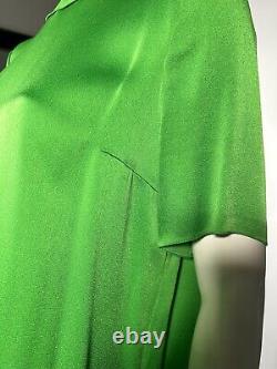 LANVIN Top FR42 UK14 Long Silky Green Short Sleeve