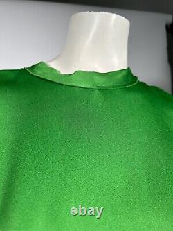 LANVIN Top FR42 UK14 Long Silky Green Short Sleeve