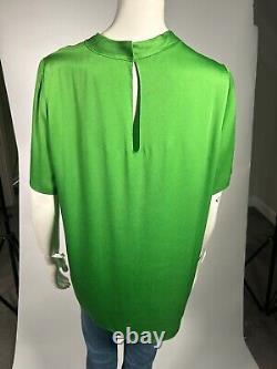 LANVIN Top FR42 UK14 Long Silky Green Short Sleeve