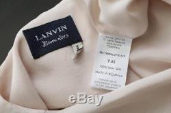 LANVIN Womens Blush Nude SILK Deep-V-Neck Ruffle Long-Sleeve Top Blouse 8/40 NEW