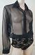 La Perla Tricot Black Sheer & Lace Collared Long Sleeve Blouse Body Top Szs