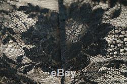 LA PERLA TRICOT Black Sheer & Lace Collared Long Sleeve Blouse Body Top SzS