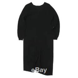 LEMAIRE Italy Back button wool knit dress S black Long sleeve slit tops