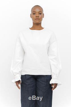 LEMAIRE White Long Sleeve Buckle Cotton Need Supply Chalk Top Poplin Blouse 36/4