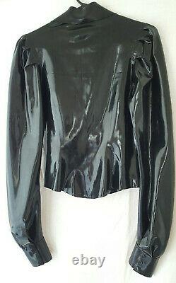 LIBIDEX Womens Black Latex/Rubber Long Sleeved Blouse Governess Top Size L
