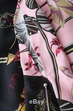 LOEWE Womens Pink + Black Multi-Color Floral Batwing-Sleeve Long Top Blouse L