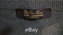 LORO PIANA Khaki Brown Baby Cashmere V Neck Long Sleeve Jumper Sweater Top L