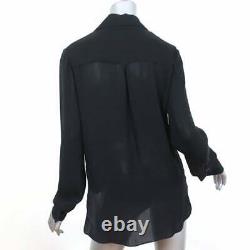L'Agence Drape Front Blouse Rita Black Silk Size Medium Long Sleeve Top