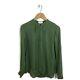 L'agence Top M Green Pleated Silk Keyhole Long Sleeve Blouse Women's Nwot