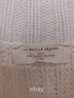 La Maille Sezane Women's Top XS Cream 100% Wool Long Sleeve High Neck Jersey