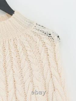 La Maille Sezane Women's Top XS Cream 100% Wool Long Sleeve High Neck Jersey