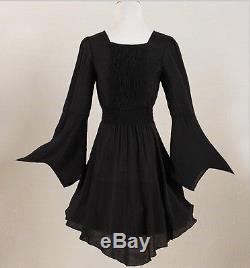Lace black gothic tunic top long sleeves plus size women blouse shirt dress