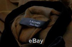 Lanvin Blouse Dark Brown Silk Organza Size 38 Velvet Collar Long Sleeve Top
