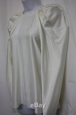Lanvin Paris Ivory Long Sleeve Top Viscose Size 36 / Us 4 Nwt $1760