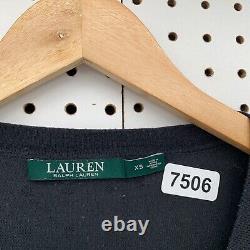 Lauren Ralph Lauren Womens XS Black Long Sleeve Top Casual V Neck